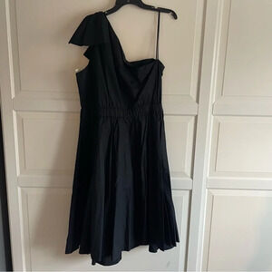 Eliza J Black One-Shoulder A-Line Dress